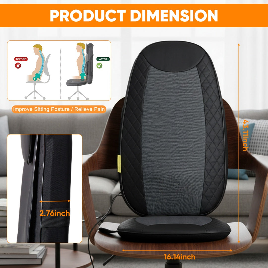 Back Massagers, Vibrating Heating Pad For Back, Massage Chair Pad For Pain Relief Deep Tissue